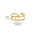 Minimalist 18K gold plated stainless steel geometric open ring showing size specifications - Irregular Geometric Double Line Style (G1210012)