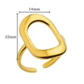 18K gold plated stainless steel irregular geometric ring with 14mm by 22mm dimensions - Irregular Geometric Hollow Ellipse Style (G125607)