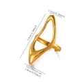 Minimalist 18K gold plated irregular geometric stainless steel ring showing size dimensions - Irregular Geometric Line Style (G129429)