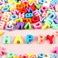 Colorful acrylic macaron letter beads with dimensions and 0.8x0.3cm oval hole detail - Perforated Letter / L / Dark Colors Mixed