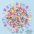 Detailed view of macaron color acrylic letter beads showing specific dimensions and hole size - Perforated Letter / L / Light Colors Mixed