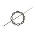 Close-up of vintage silver alloy hair stick featuring a textured braided ring detail - Silver