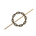 Close-up view of the antique gold alloy hair pin with a twisted circular design - Gold