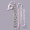 Elegant bridal belt with sparkling rhinestones and white organza ribbon for wedding gowns - Rice White Organza Sash (WS-J267SHA)