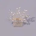 Elegant bridal hair comb with gold branches and clear crystals for wedding headpiece - Vintage Luxury Style (HS-J4481G) / Gold