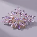Luxurious purple marquise crystal bridal hair comb with golden wire floral design - Purple Luxury Delicate Style (HS-J7081GP) / Gold