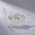 Elegante peineta nupcial de lujo con flores de diamantes de imitación plateada para bodas - Estilo de Peine de Pelo para Uso Diario (HS-J6487)