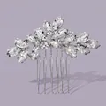 Elegante peine de novia plateado con diamantes de imitación transparentes corte marquesa - Estilo de Peine de Pelo Noble y Elegante (HS-J6999S)