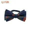 Nœud papillon élégant bleu marine pour homme avec motif floral rouge pour mariages et soirées - Bleu Marine Rouge Floral Jacquard (LJ-F28)