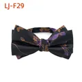 Nœud papillon noir élégant pour hommes avec motifs floraux violets et bronze pour mariages - Noir Violet Bronze Floral (LJ-F29)