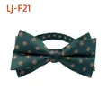 Noeud papillon homme vert foncé avec motif floral orange, idéal pour costume de mariage et banquets - Vert Foncé Orange Floral Jacquard (LJ-F21)