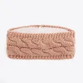 Bandeau d'hiver tricoté pour femmes avec une doublure en polaire blanche chaude en beige - Rose