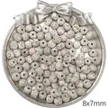 Vintage 8x7mm gesprenkelte lose Holzperlen für die handgefertigte DIY-Schmuckherstellung - Sternmond Bodhi-Samen / 10 Stk./Packung (8x7mm) / Gebrochenes Weiß