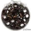 Dunkelbraune 17x7mm Holzring-Perlen für DIY-Schmuckherstellung auf Tablett. - Kleiner Holzring / 5 Stück/Packung (17x7mm) / Dunkelbraun