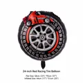 Large 24-inch racing car tire aluminum foil balloon with red accents for party decorations - 24-inch Red Tire Balloon