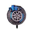 24-inch racing tire aluminum foil balloon featuring a small blue race car for party decoration - 24-inch Blue Tire Balloon