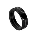 Sleek matte black stainless steel ring with minimalist grooved design for couples - Size 7 / Black