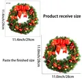 Weihnachtskranz Fensteraufkleber zeigt 29 cm Empfangs- und 28 cm Fertigmaß - Glänzende Große Schleife und Dekokugel Stil (JDT-A30)
