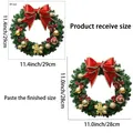 Guide des tailles de l'autocollant de fenêtre couronne de Noël avec nœuds - Style Nœud Bordé d'Or et Boule Miroir (JDT-A22)