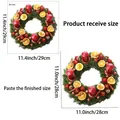 Autocollant fenêtre couronne de Noël avec dimensions pour décorations 29cm/28cm - Style Bougie Rouge Orange Séchée et Cannelle (JDT-A24)