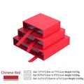 Tre scatole regalo rosse a cassetto per gioielli anelli orecchini e collane - 7*7*2cm / Scatola a Cassetto (Senza Scatola Interna) / Senza base / Rosso