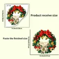 Autocollant de fenêtre couronne de Noël avec texte Merry Christmas et dimensions précises. - Style Grand Nœud Rouge et Cloche (JDT-X38)