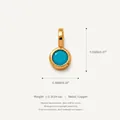 Elegant round turquoise zircon pendant in polished gold copper, SKU variant display - December Round Pendant