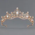 Elegante diadema in oro rosa con strass scintillanti per matrimoni e acconciature - Stile Dolce di Lusso (TS-J3344G) / Oro