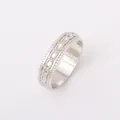 Vintage silberfarbener Ring mit Kettenmuster und strukturiertem Punktrand - Kettentextur Solid Ring (6045)