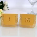 Cartes de table de mariage dorées découpées au laser, dentelle rose, numéros 1 et 10 - Chiffres 1-10 / Or