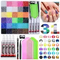 Professional 24-grid nail art rhinestone kit with B-7000 glue, tweezers, and colorful gems. - 30+1 Grids-1