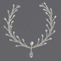 Elegant silver vine rhinestone bridal headband with teardrop crystal accents - Silver Light Luxury Branch Hairband (HS-J7130S) / Silver