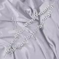 Elegant silver bridal hair vine with marquise zircon stones on lavender satin background. - Elegant & Luxurious Hairband (HS-J7384S) / Silver