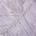 Elegante corona de novia plateada con flores de circonita y horquillas de cristal a juego - Diadema Versátil para el Día a Día (HS-J7388S) / Plateado
