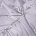 Elegante conjunto de enredadera para novia en plata con brillantes flores de circonita - Diadema de Lujo Vintage (HS-J7393S) / Plateado