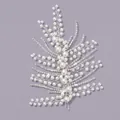 Elegant handmade pearl and rhinestone bridal hair vine with vintage silver wire finish - Photography Style (HS-J7318S) / Silver