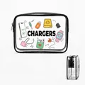 Transparent PVC waterproof travel organizer pouch with printed cartoon charger design - Chargers Electronic Accessories Storage Style / 20x15x6cm / Clear (Black Handle)