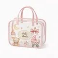 Clear pink waterproof PVC toiletry storage bag with baby shower print, 25x18x7cm - Cartoon Bear Handbag Style / 25x18x7cm / Pink