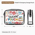 Transparent PVC travel toiletry bag with medical cartoon print and black zipper pouch - Family Medicine Bottle Storage (20x15x6cm)