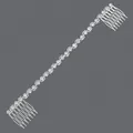 Elegant silver-tone wavy rhinestone chain hair accessory with double-headed insert combs - Silver