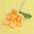 Detailed handmade crochet peach tulip flower with green leaf for Valentine's Day gift decoration - Flowering Tulip (Crochet Core) / Yellow