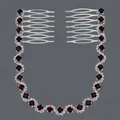 Elegante pettine doppio argento con catena ondulata di strass rossi e cristalli chiari - Argento Con Strass Viola