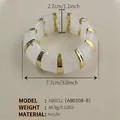 Bracelet élastique en acrylique blanc rétro avec accents dorés et spécifications - Marbre Blanc (AB0012-23)
