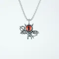 Collana piccolo diavolo argento con ciondolo occhio rosso in acciaio al titanio stile punk - Pendente Con Catena Come Mostrato / Rosso