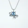 Collana con ciondolo a forma di diavolo in acciaio inossidabile con pietra blu vivace - Pendente Con Catena Come Mostrato / Blu