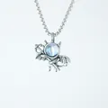 Collana vintage in acciaio al titanio con pendente a diavoletto e pietra centrale blu iridescente - Pendente Con Catena Come Mostrato / Blu Acqua