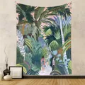 Tropical jungle illustration wall tapestry for bohemian room decor and aesthetic backdrop - Tropical Jungle Travelers (GT262003) / 73X95CM (Cross-border Brushed) / GT262003