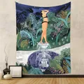 Artistic bohemian wall tapestry featuring an illustrated woman in a lush jungle garden scene - Fountain Bikini Woman (GT262004) / 73X95CM (Cross-border Brushed) / GT262004