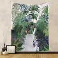 Bohemian tropical forest illustration wall tapestry for bedroom room decor - Walking on Tropical Jungle Path (GT262006) / 73X95CM (Cross-border Brushed) / GT262006