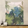 Artistic botanical garden wall tapestry with greenhouse illustration for room decoration - Greenhouse Landscape Person Back (GT262010) / 73X95CM (Cross-border Brushed) / GT262010
